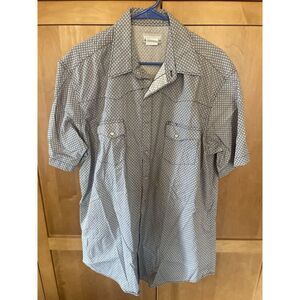 Men's XL Tall Gray Wrangler Short Sleeve Pearl Snap Shirt